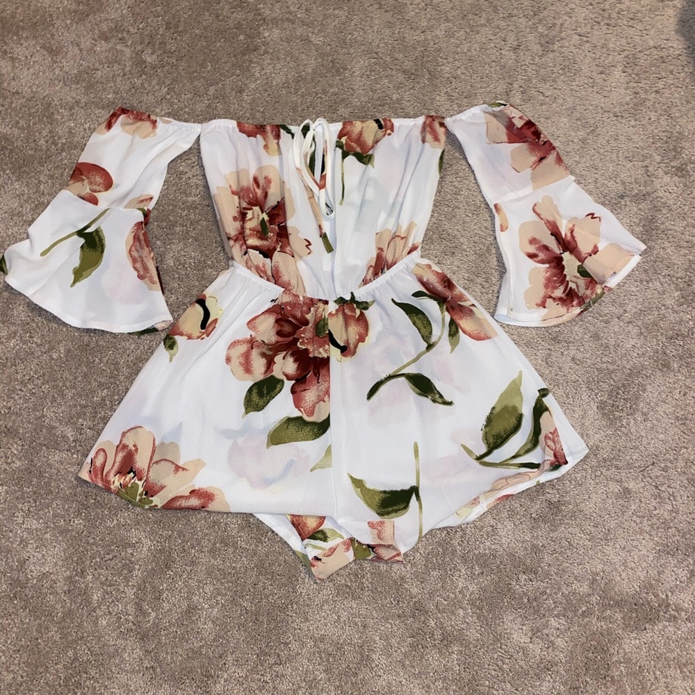 White Floral Romper